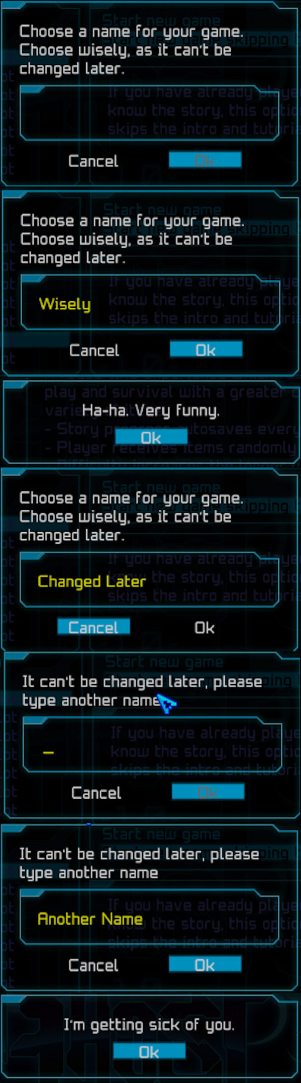 computer is sick of a person entering names 