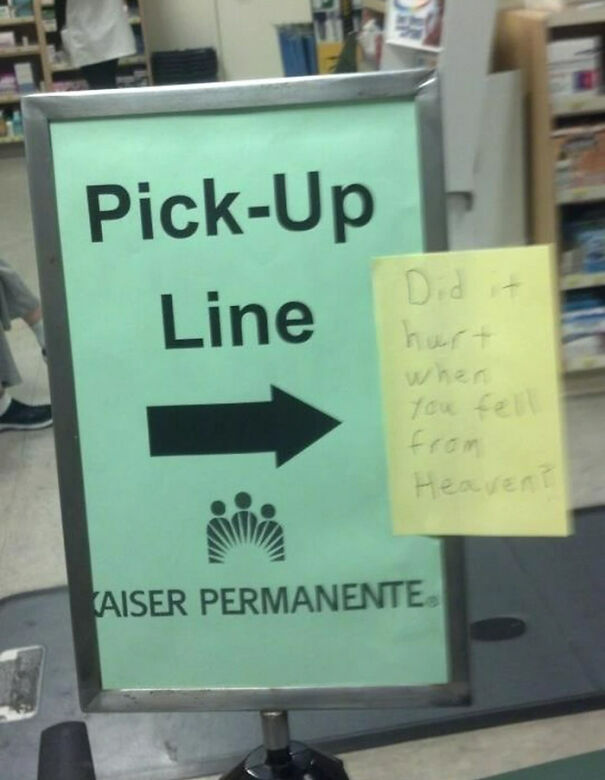 a pick-up line sign 