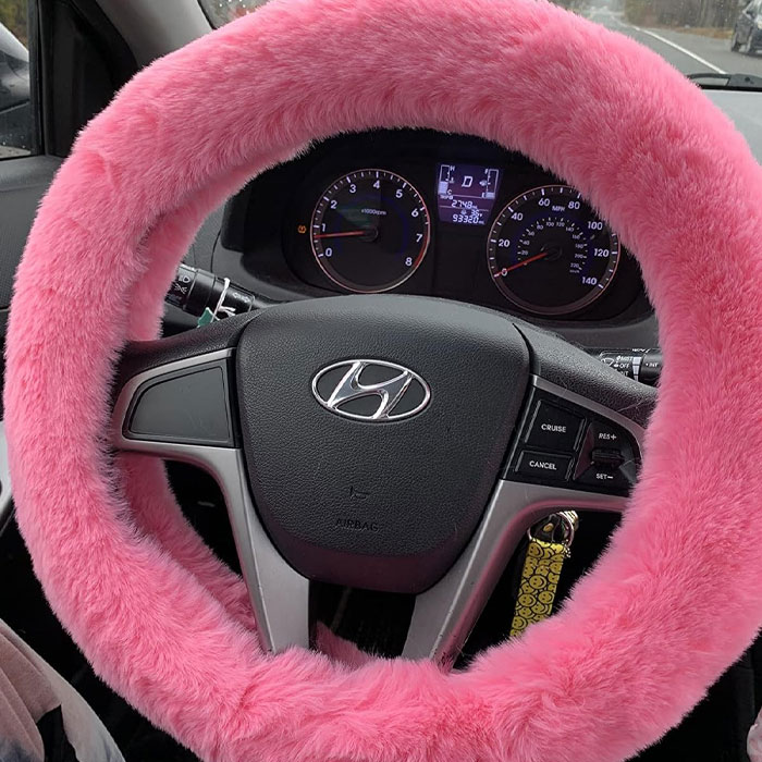 Cuddle Up To A Faux Wool Steering Wheel Cover Set That Turns 'Brrr' Car Trips Into Fluffy, Warm Rides!