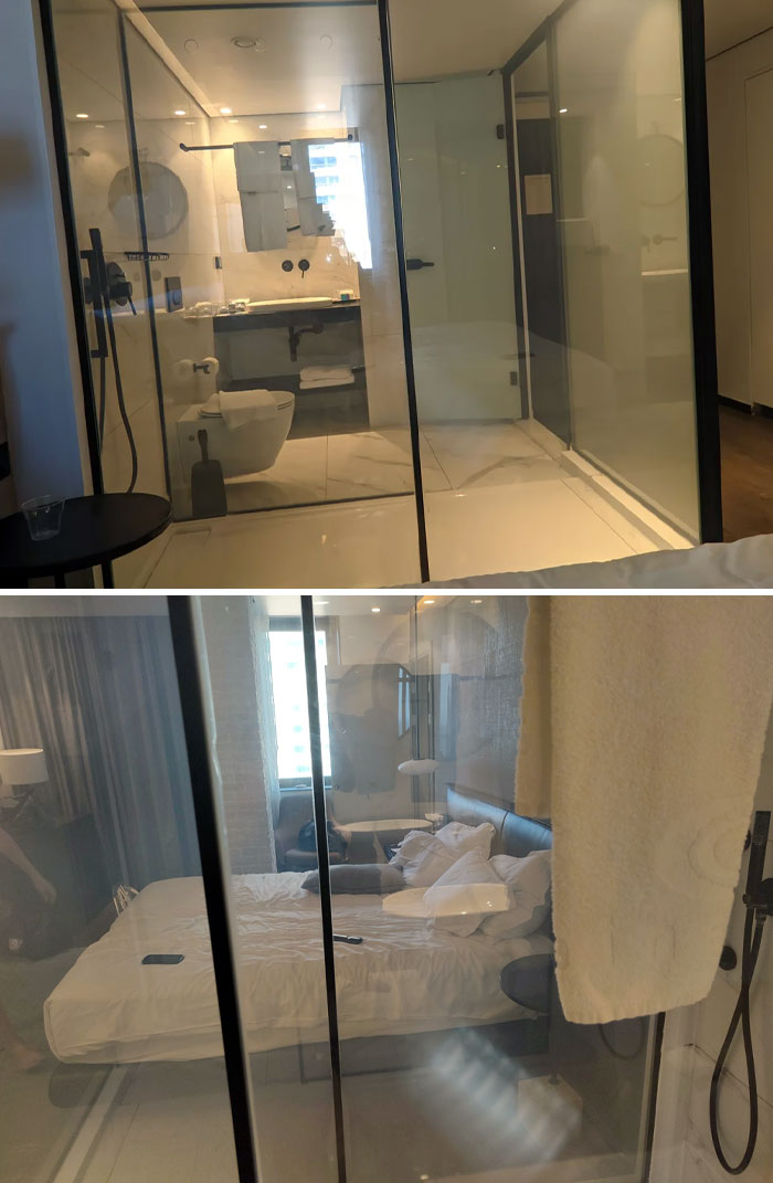 My Hotel Made The Walls Of The Bathroom Fully Transparent
