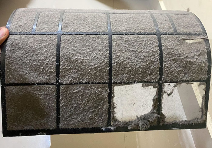 AC Wasn't Cooling Effectively In My New Hostel Room. Maintenance People Didn't Respond, So I Decided To Take A Look Myself. This Is The Filter