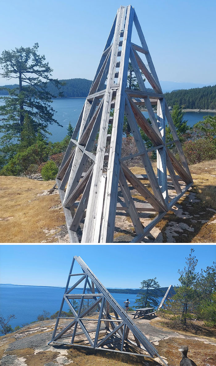 What Are These 9' High Wooden And Steel Structures?