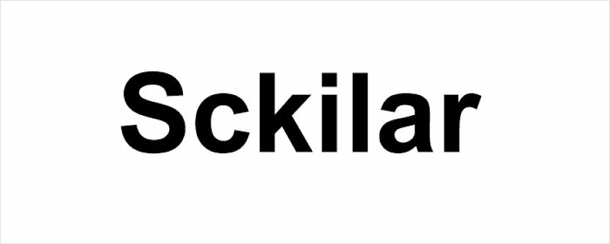 Text displaying an unfortunate name, "Sckilar," showcasing humorous naming choices.