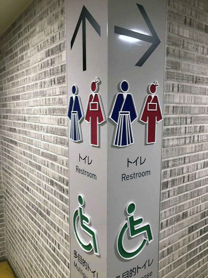 Bathroom Pictograms Wears Kimono In Kyoto Station