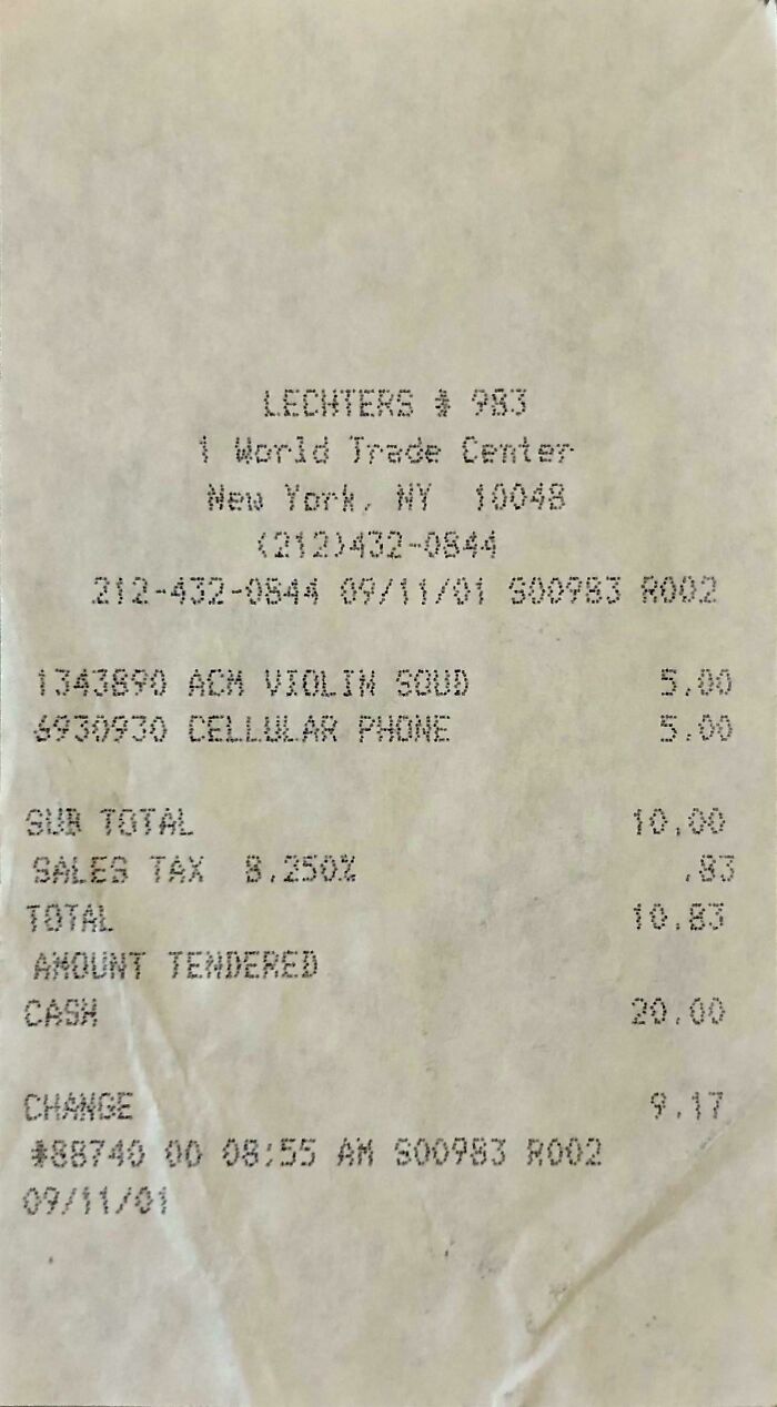 Shocking Revelation Of A Receipt Issued 9 Minutes After WTC Was Struck Has Boggled Netizens Minds Shocking Revelation Of A Receipt Issued 9 Minutes After WTC Was Struck Has Boggled Netizens Minds