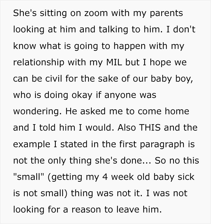 "MIL Ignored My Wishes And Got My 3-Week-Old Sick And Now I'm Leaving My Husband"