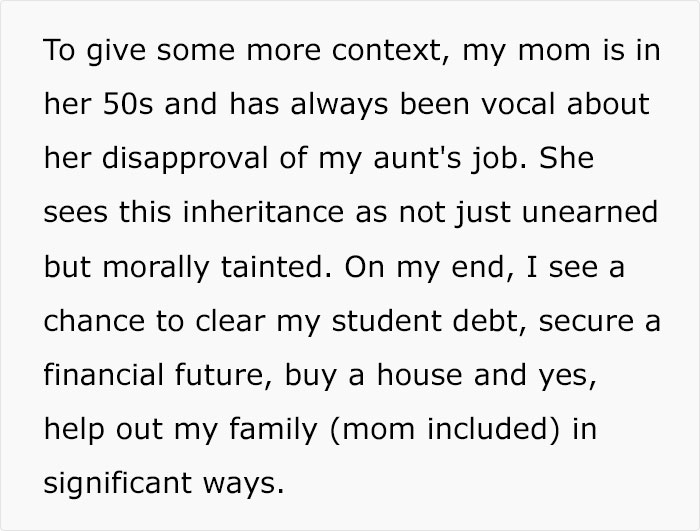 Mom Asks For The Inheritance Her Daughter Got So She Can "Sanitize" It