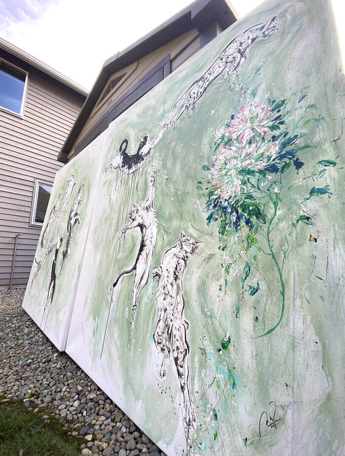 The Largest Cat Painting In The World By Artist Anita Yan Wong