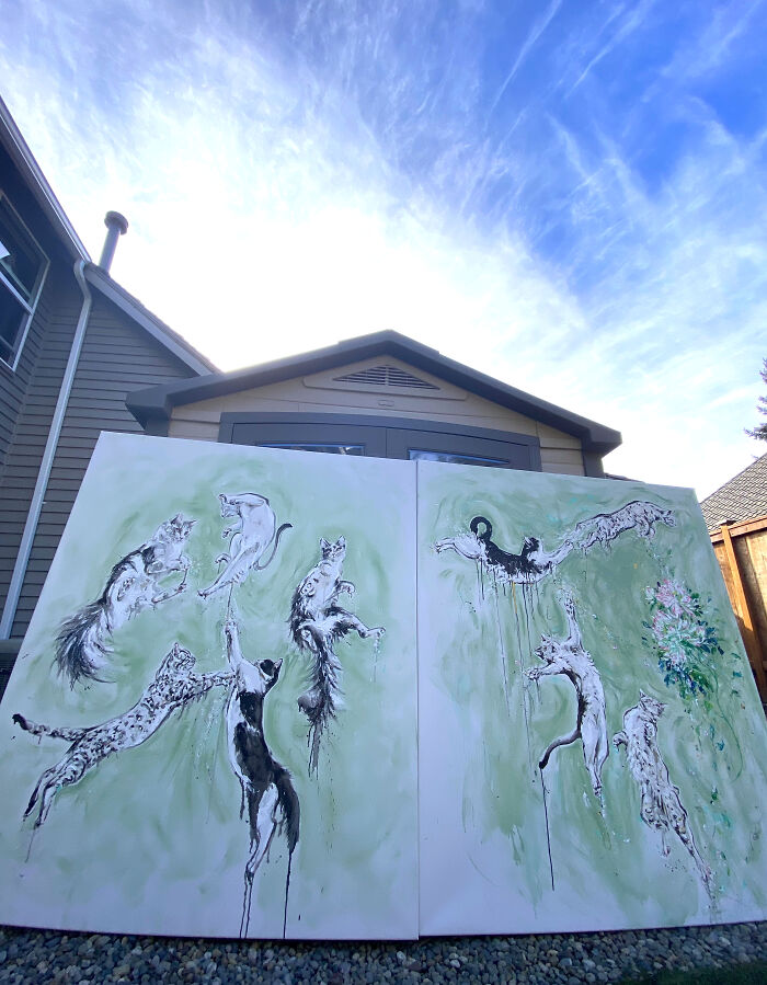 The Largest Cat Painting In The World By Artist Anita Yan Wong