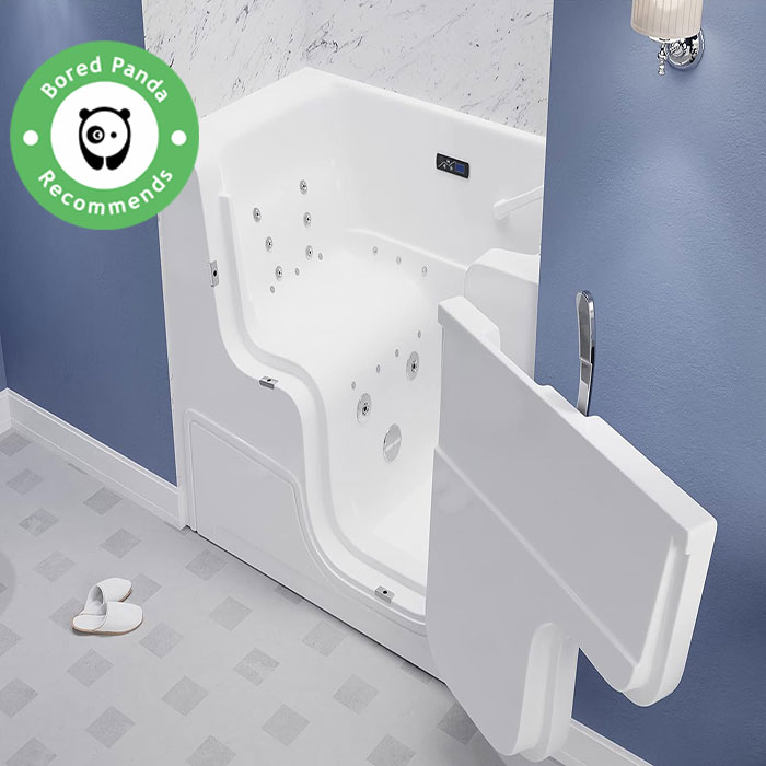 Image of white bath with mechanic doors