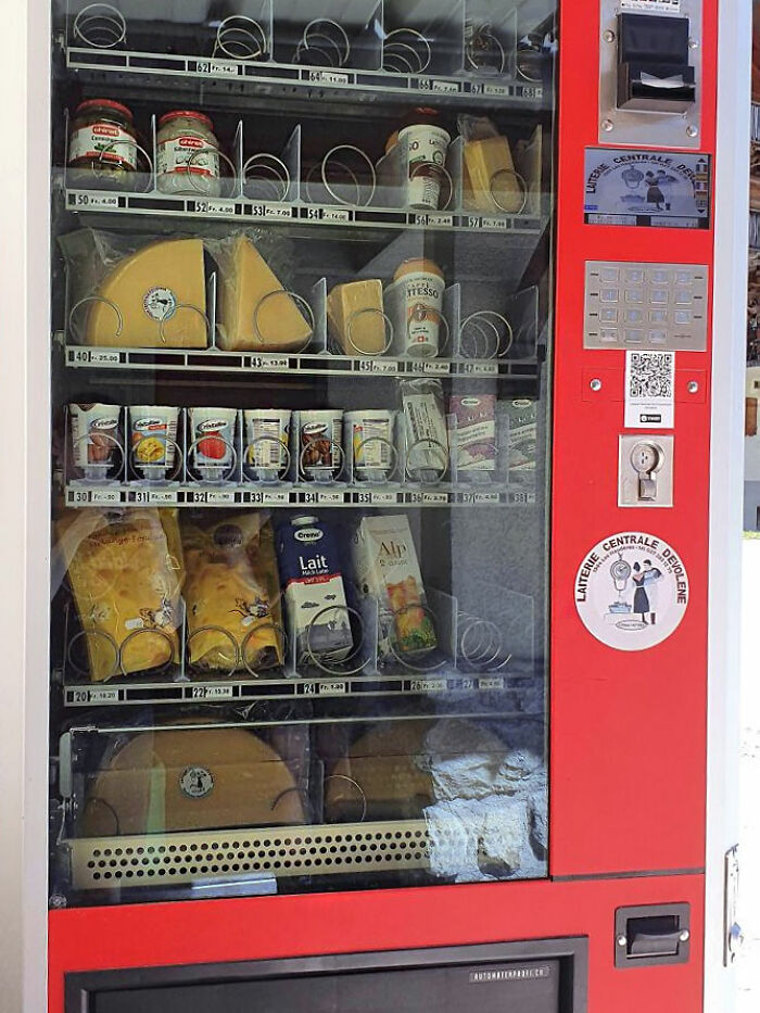 A Cheese Vending Machine In A Mountain Village In Switzerland