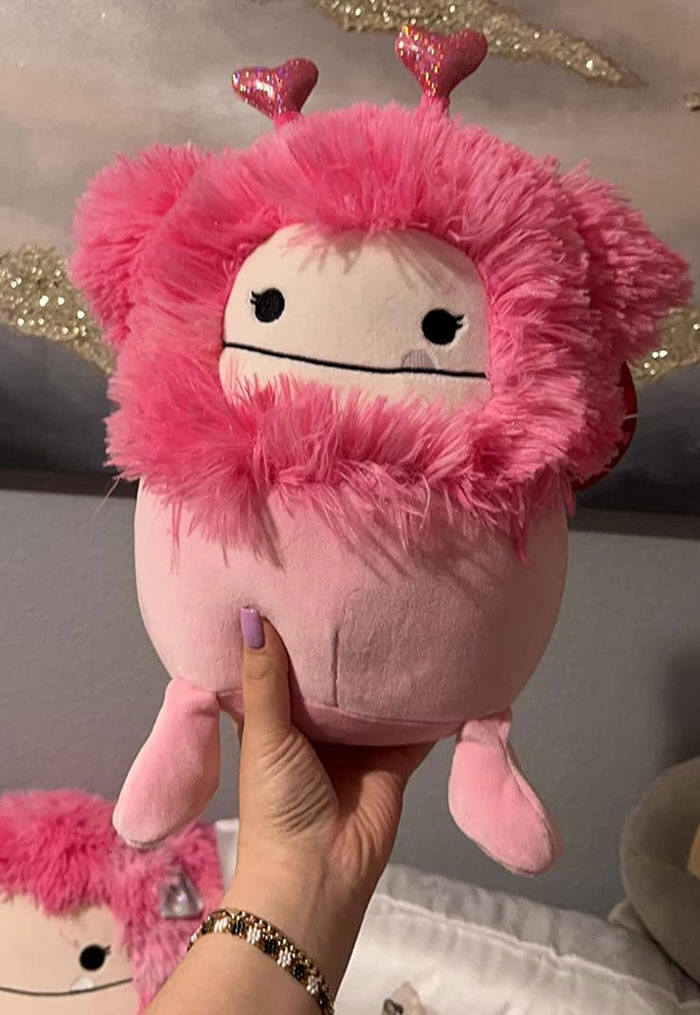 Pink plush toy with heart antennae, perfect for Valentine's Day gifts for kids.