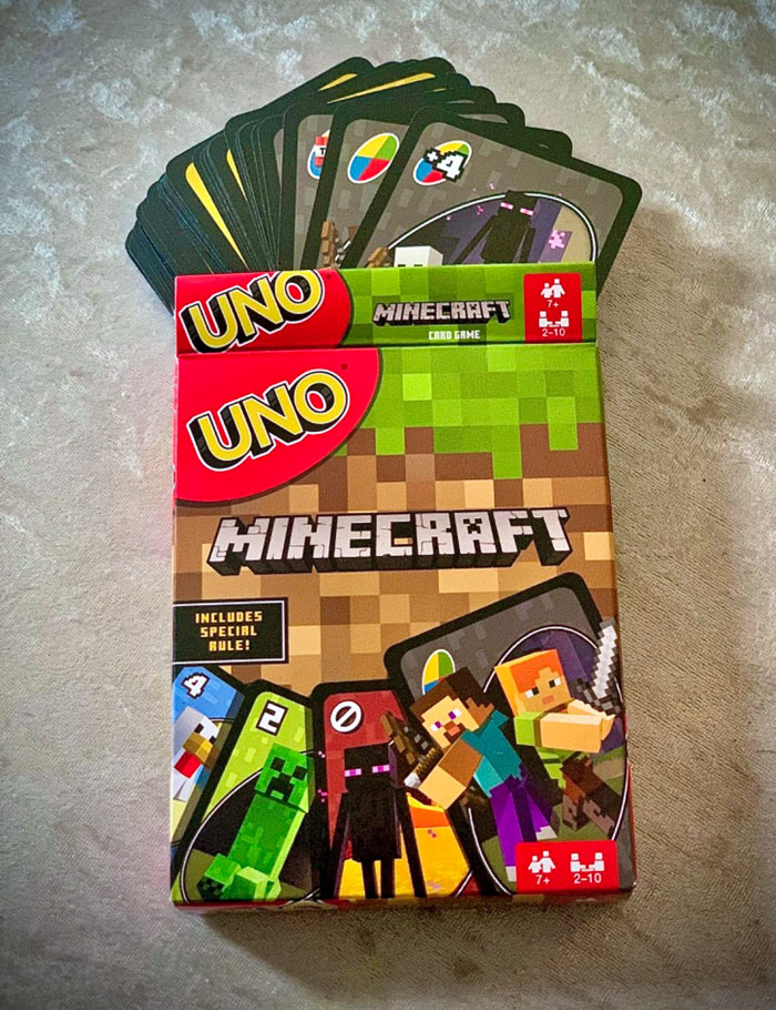 Minecraft UNO card game, a perfect Valentine's Day gift for kids.