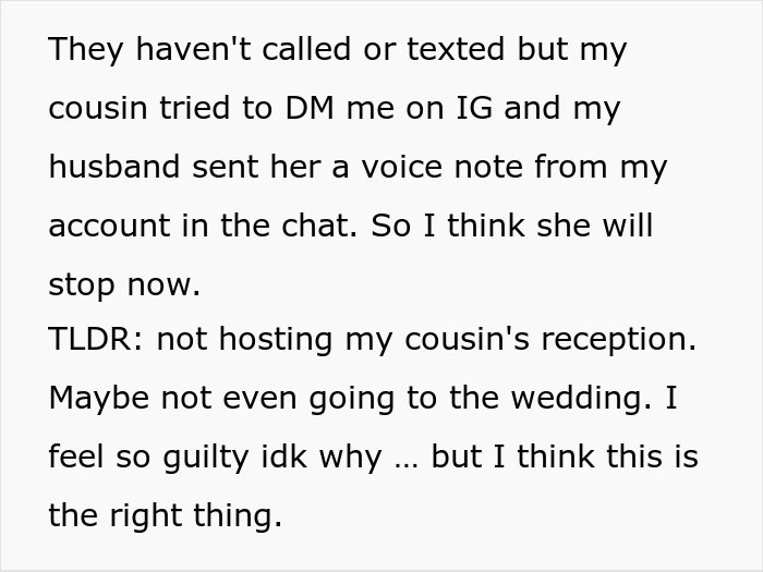 Woman Offers To Host Cousin’s Wedding, Changes Her Mind After Bridezilla Shows Her True Colors Woman Offers To Host Cousin’s Wedding, Changes Her Mind After Bridezilla Shows Her True Colors