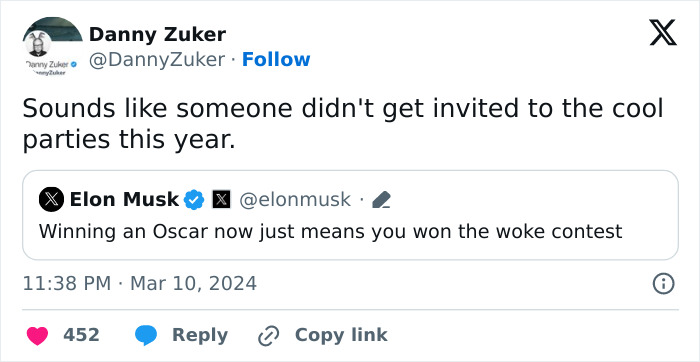 People Are Roasting Elon Musk Over His &ldquo;Woke&rdquo; Oscars Comment, And It&rsquo;s Hilarious