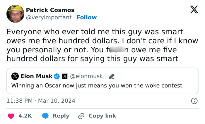 People Are Roasting Elon Musk Over His &ldquo;Woke&rdquo; Oscars Comment, And It&rsquo;s Hilarious