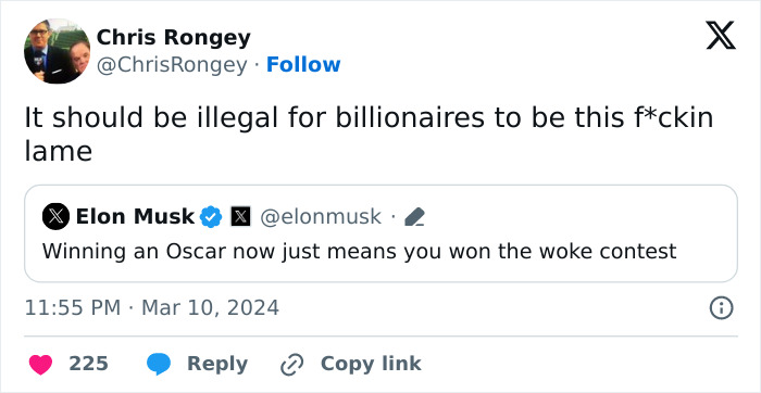People Are Roasting Elon Musk Over His &ldquo;Woke&rdquo; Oscars Comment, And It&rsquo;s Hilarious