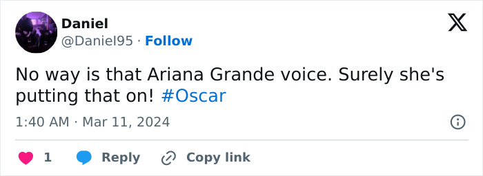 “Constantly Changing Personas”: Ariana Grande’s 2024 Oscars Accent Sparks Backlash “Constantly Changing Personas”: Ariana Grande’s 2024 Oscars Accent Sparks Backlash