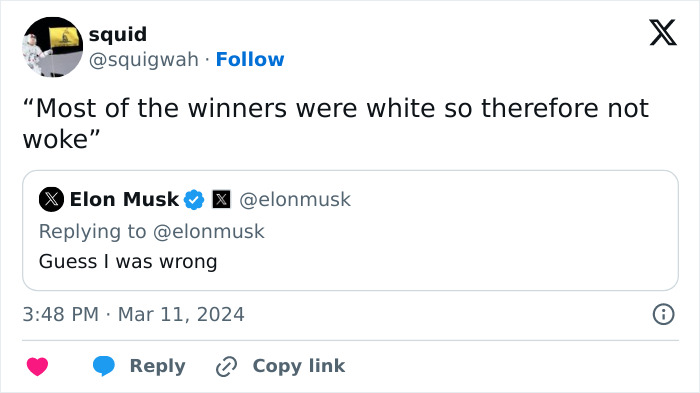 People Are Roasting Elon Musk Over His &ldquo;Woke&rdquo; Oscars Comment, And It&rsquo;s Hilarious