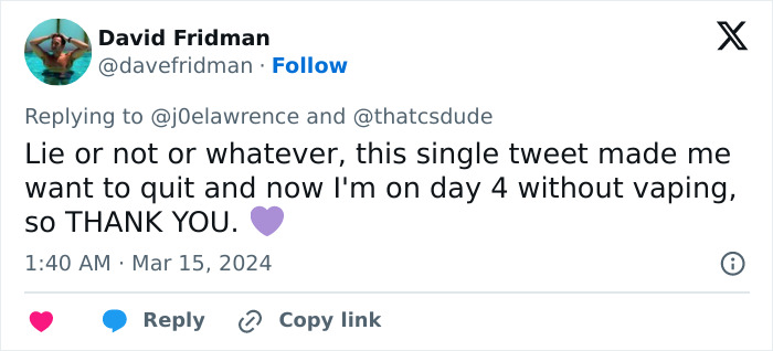 Man Trolled Online After Urging People To Quit Vaping Following Lung Damage