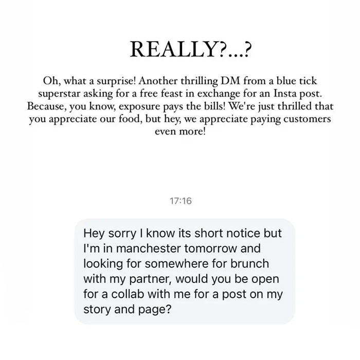 Restaurant Goes Viral For Putting Influencer In Their Place After They Asked To Eat For Free