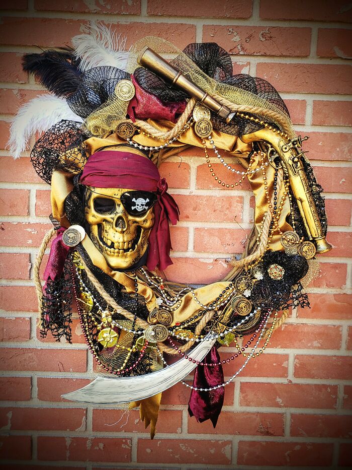 Burgundy Gold And Black Gasparilla Wreath