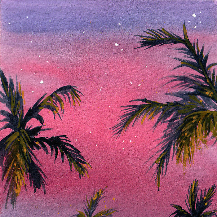 Watercolor Sunset In Polaroid Size