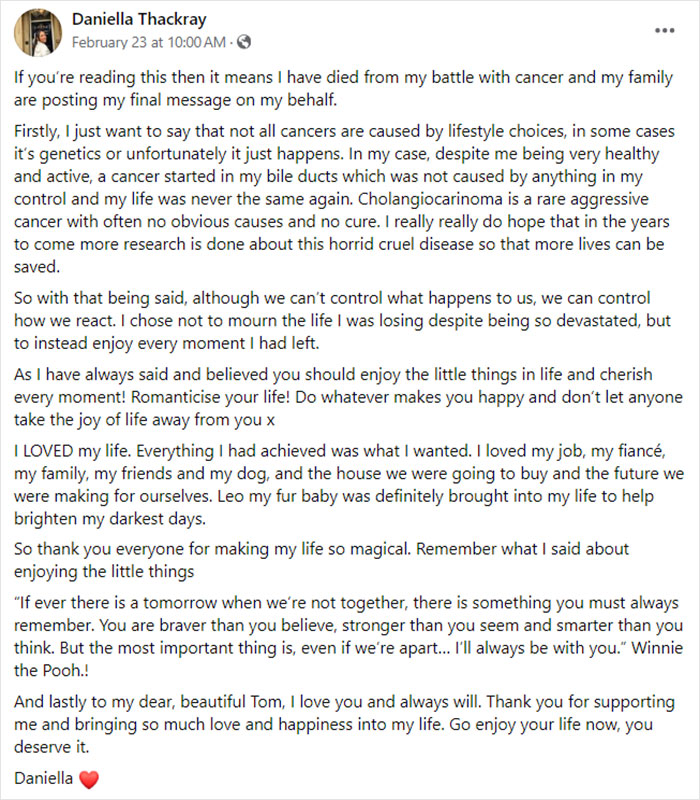 25-Year-Old Woman Announces Her Own Passing In A Touching Message 25-Year-Old Woman Announces Her Own Passing In A Touching Message