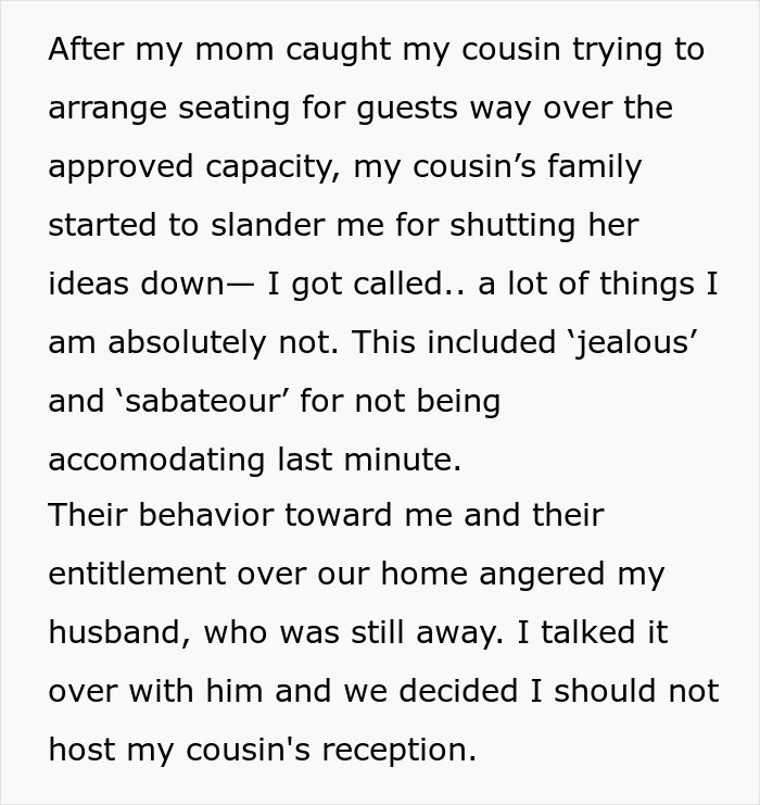 Woman Offers To Host Cousin’s Wedding, Changes Her Mind After Bridezilla Shows Her True Colors Woman Offers To Host Cousin’s Wedding, Changes Her Mind After Bridezilla Shows Her True Colors