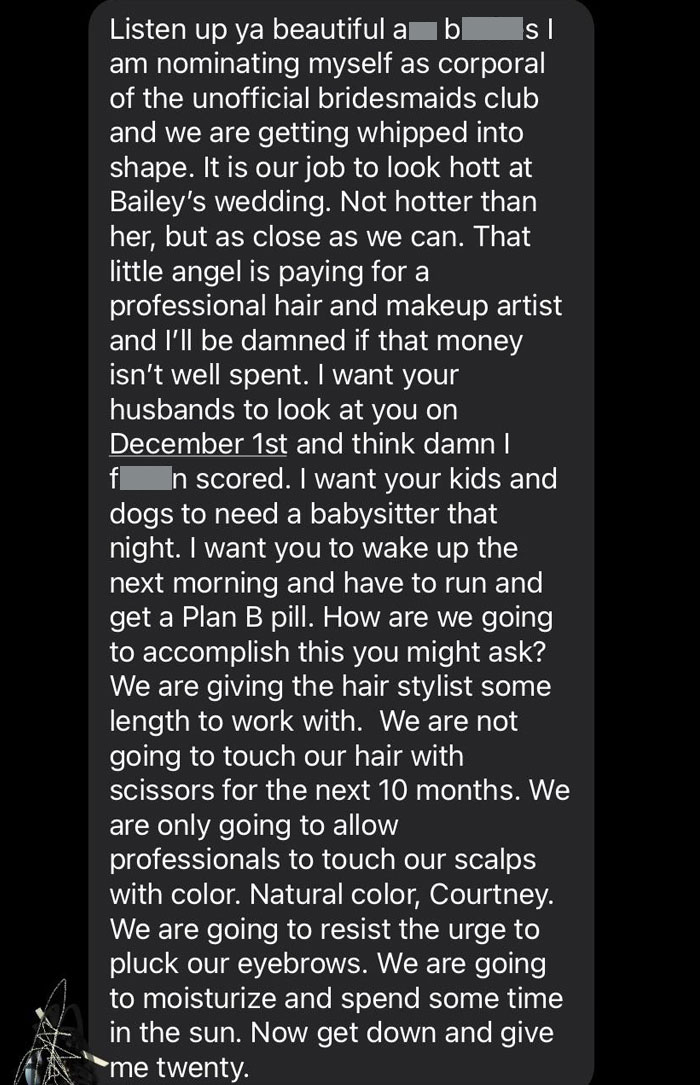 Maid Of Honor Informs Us That We Can’t Cut Our Hair, Shape Our Eyebrows, And Implies We Should Lose Weight