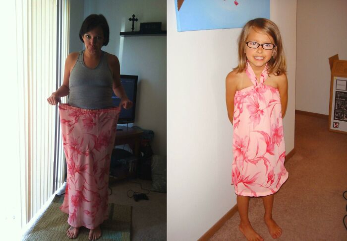 I Tried My Hand At Upcycling. I Turned A Skirt From The Good Will Into A Dress For My Daughter