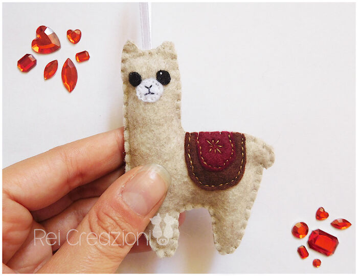 Felt Llama Ornament Sewn By Hand. I Can Also Make Keychains