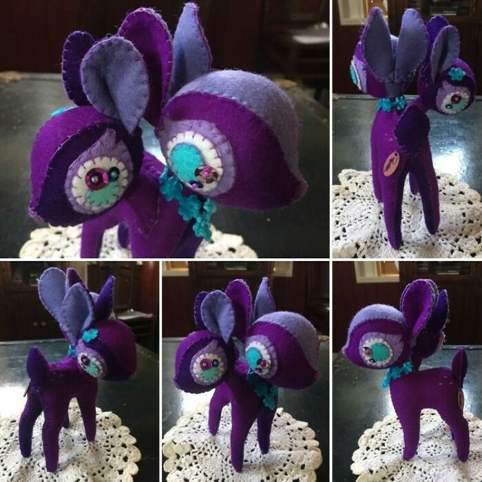 Ooak Two Headed Frankenstein Deer - Made From Wool Felt, Hand Stitched