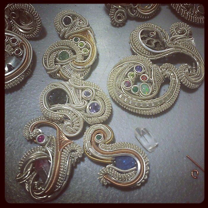 My Boyfriend Made These...very Intricate And Clean Wire Wrap Hat Pins