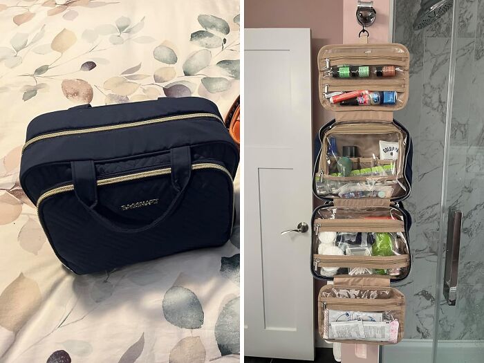 Jet Set In Style: Hanging Travel Makeup Organizer Plus Tsa Clear Bag!