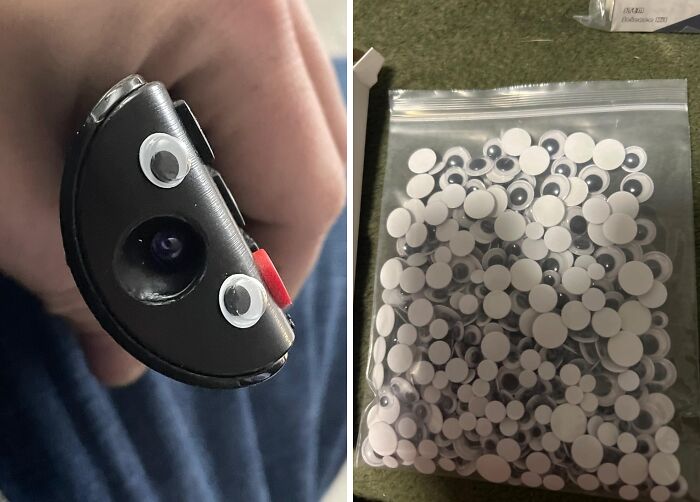 He's Lookin' At You, Kid - With Black Wiggle Googly Eyes! Now That's An 'Eyesome' Addition!