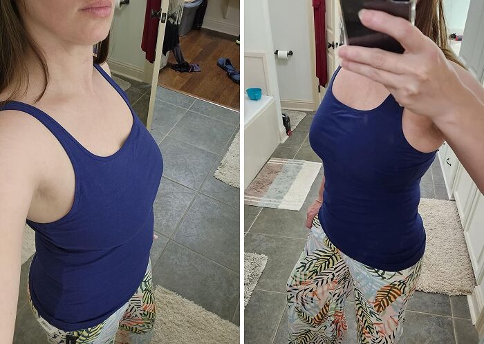 Double Duty Chic: Women's Cotton Tank Top With Built-In Shelf Bra!