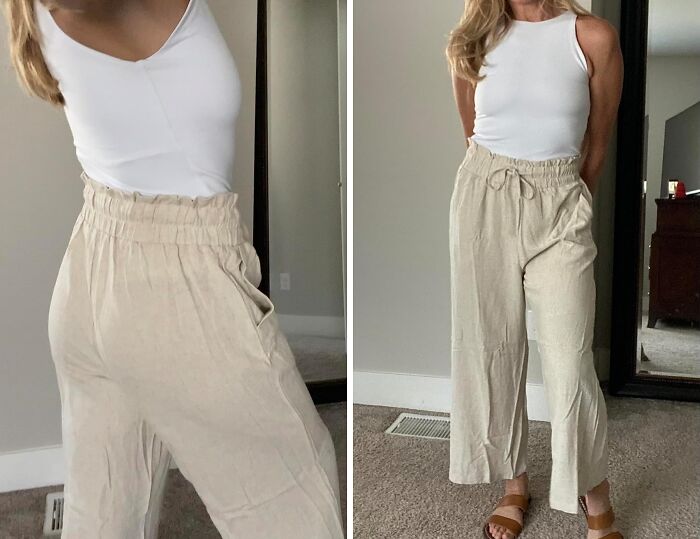 Breeze Through Your Day: Women's Linen Palazzo Pants With High-Waist comfort!