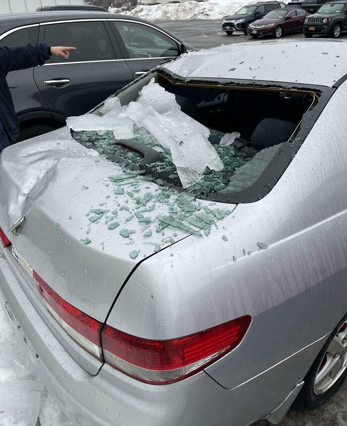 Came Out On My Break To This. Boss Says It’s An Act Of God, They Hold No Responsibility