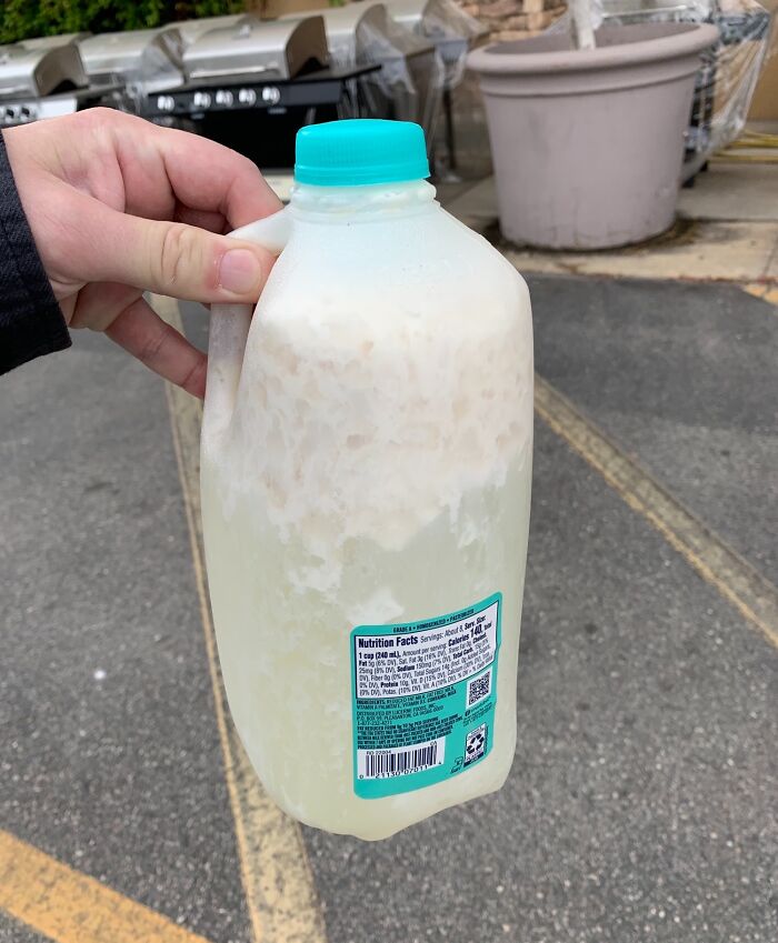 Forgot Milk In The Car On A Hot Day. I’m Lucky It Didn’t Pop. It Was Close. I Can Only Imagine The Smell