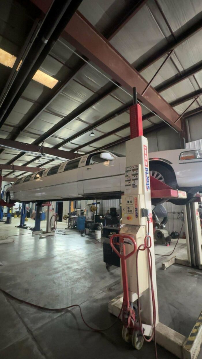 Mi amigo ha cambiado su bici de montaña por esta limusina. Va a ir a por su carnet de chófer esta semana. Esto no va a salir bien