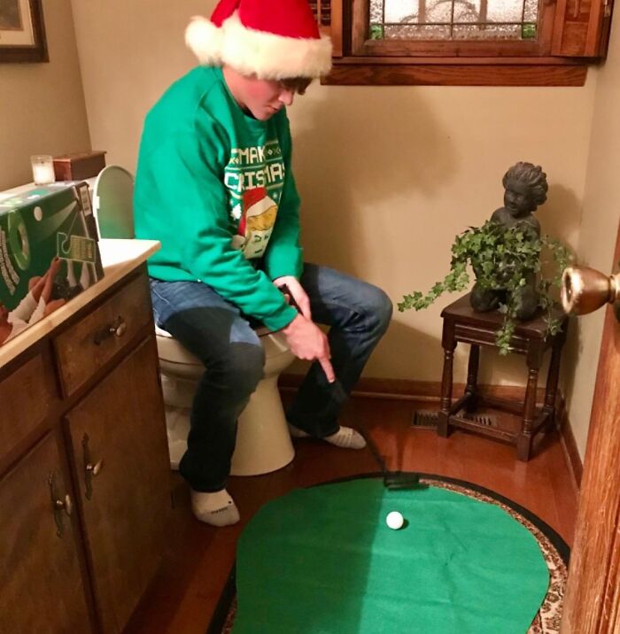 Aim For Holes While In The 'Hole’ With The Toilet Golf Game! Bathroom Trips, Now A Sport!