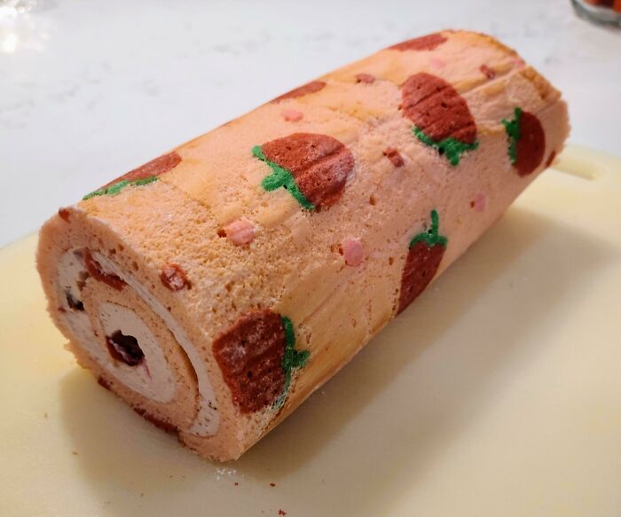 Rollito de tarta de fresa