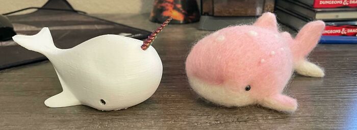 Months Ago My Teacher Knitted Me A Whale Shark. Today, She Handed Me A 3D-Printed Narwhal