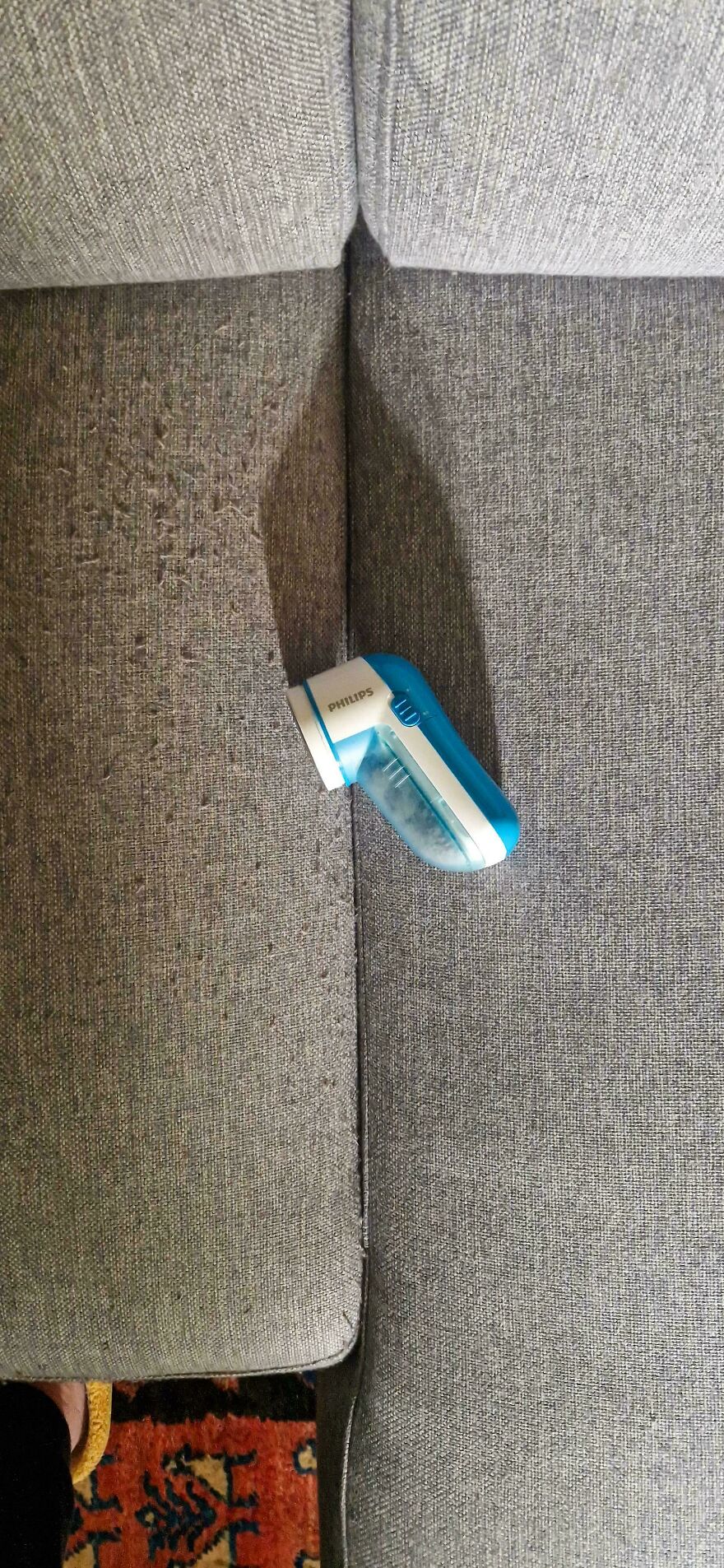 Just Shaved My Sofa With A Fabric Shaver And It Almost Looks New Again