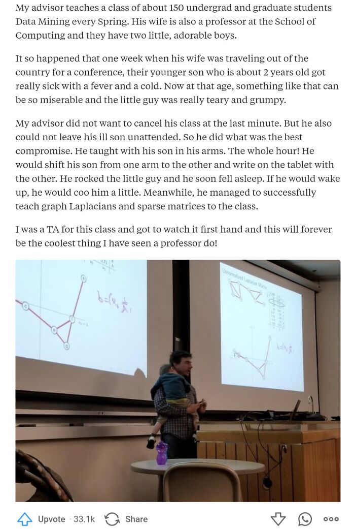 Professor Still Teaches While Holding His Kid