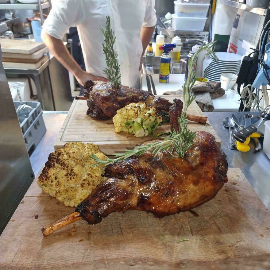 Long-Cooked Lamb Shank, Marinated In Beer And Honey For Three Days