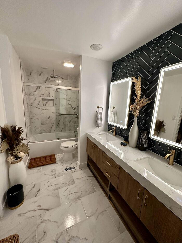 Redesigned And Opened Up Our Master Bath. Really Happy With How It Turned Out