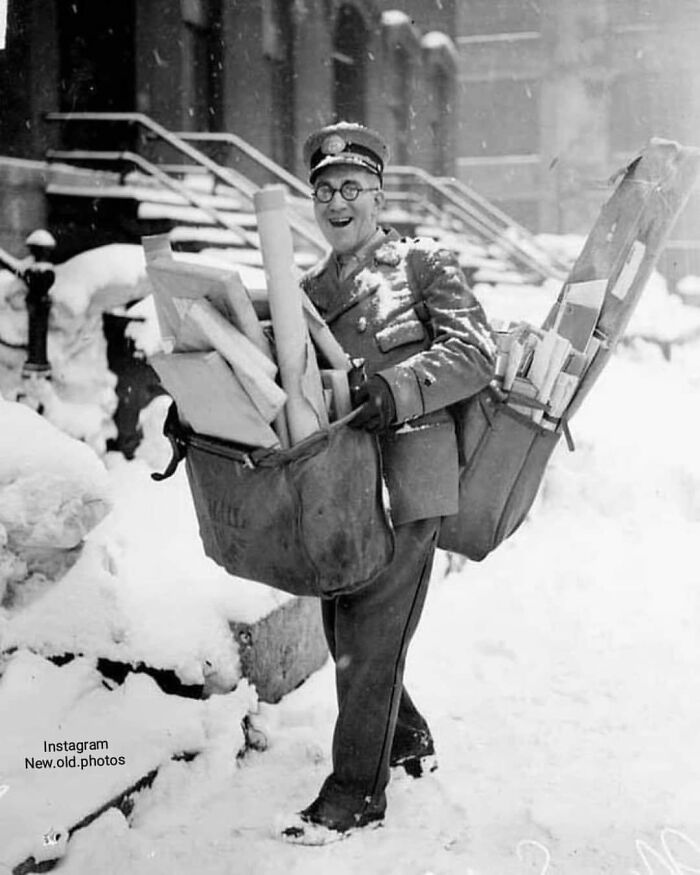 Mailman N. Sorenson Poses With His Heavy Load Of Christmas Mail And Parcels, Chicago, 1929.

facebook " Group " 
vintage / History Of Everything & Weird Facts
................................... ................................

.
.
.

.
#mailman #postman #1929 #postmen #christmas #christmaspost #1920 #vintagemailman #retrochristmas #christmaschicago #christmasmail #retromail #twenties
#chicagochristmas #1920s #sorenson #vintagechristmas
...................................

.
.
.
.
