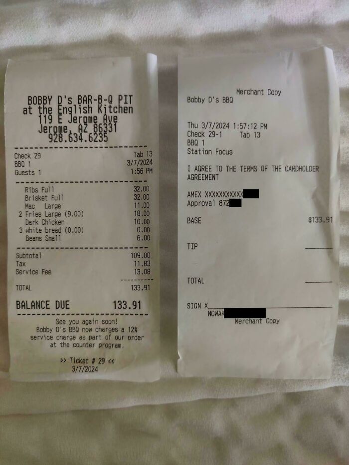 BBQ In Jerome: Seat Yourself, Order At The Counter, Pour Your Own Drinks, Pay 12% Counter Ordering Service Fee, And Still Be Asked For A Tip